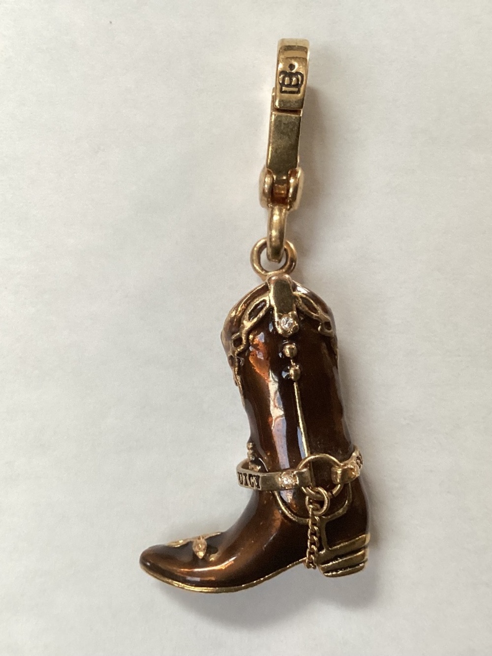 Juicy Couture Brown Cowboy Boot Charm with Gold Accents